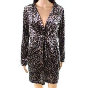 Loveriche Velvet Leopard Print Mini Dress